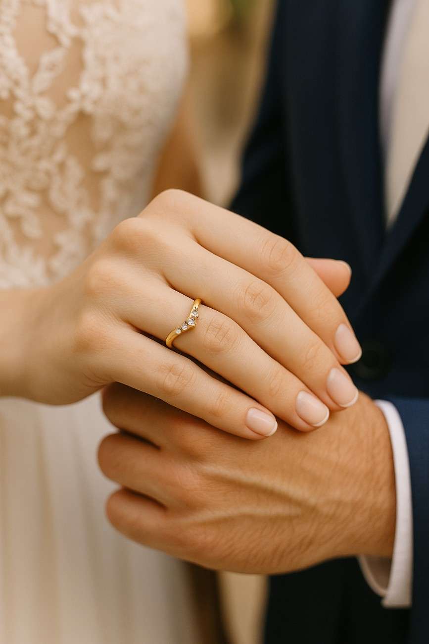 Two Tone Gold Linked Spinner Ring 14K Connected Band Stacker Ring