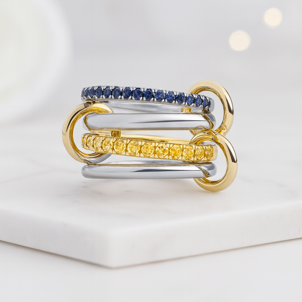 Two Tone Link Connected Ring 