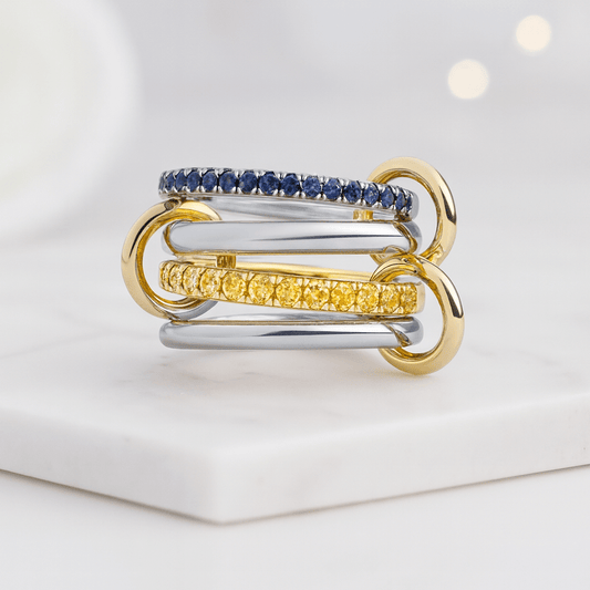 Two Tone Link Connected Ring 