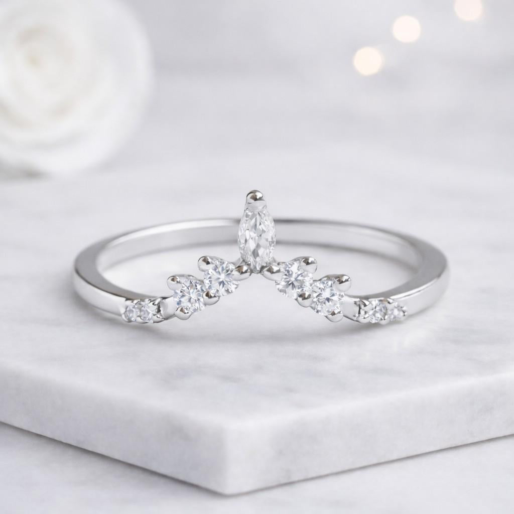 unique diamond wedding band women solid gold dainty ring 