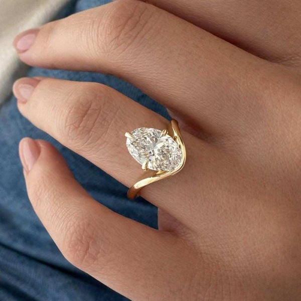 Unique Engagement Ring Curved Engagement Ring
