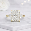14k Yellow Gold Lab Grown Diamond Trillion Radiant Three Stone Ring