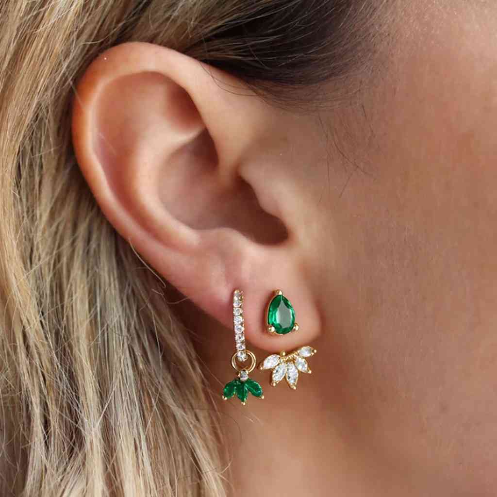 unique hoop marquise cut emerald earrings solid gold a pair moissanite earrings natural inspired diamond earring anniversary gift women gift
