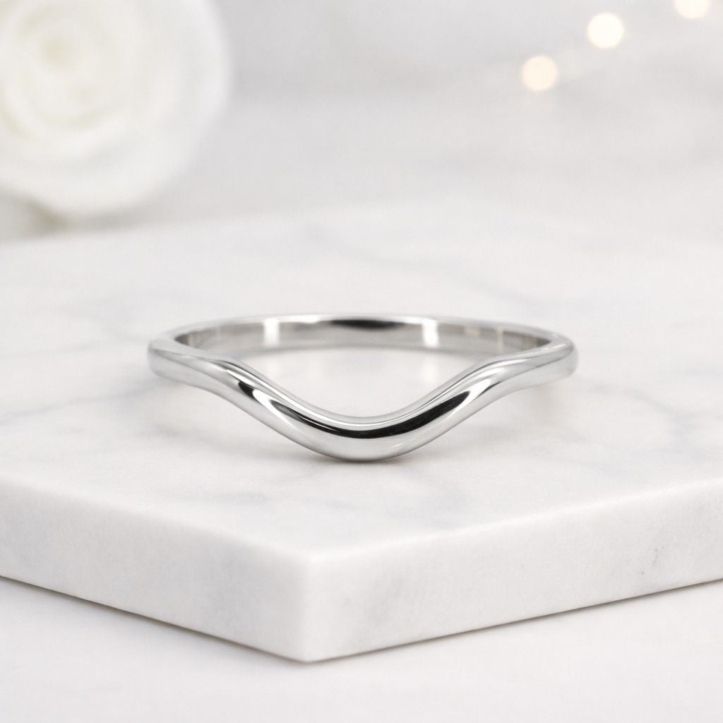 V Shape Chevron Wishbone Wedding Ring

