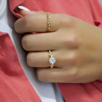 Vintage 1.5ct Diamond Trilogy Engagement Ring in 9ct Hallmarked Gold Size K