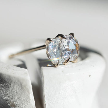 Vintage Round Rose Cut Moissanite Stud Earrings