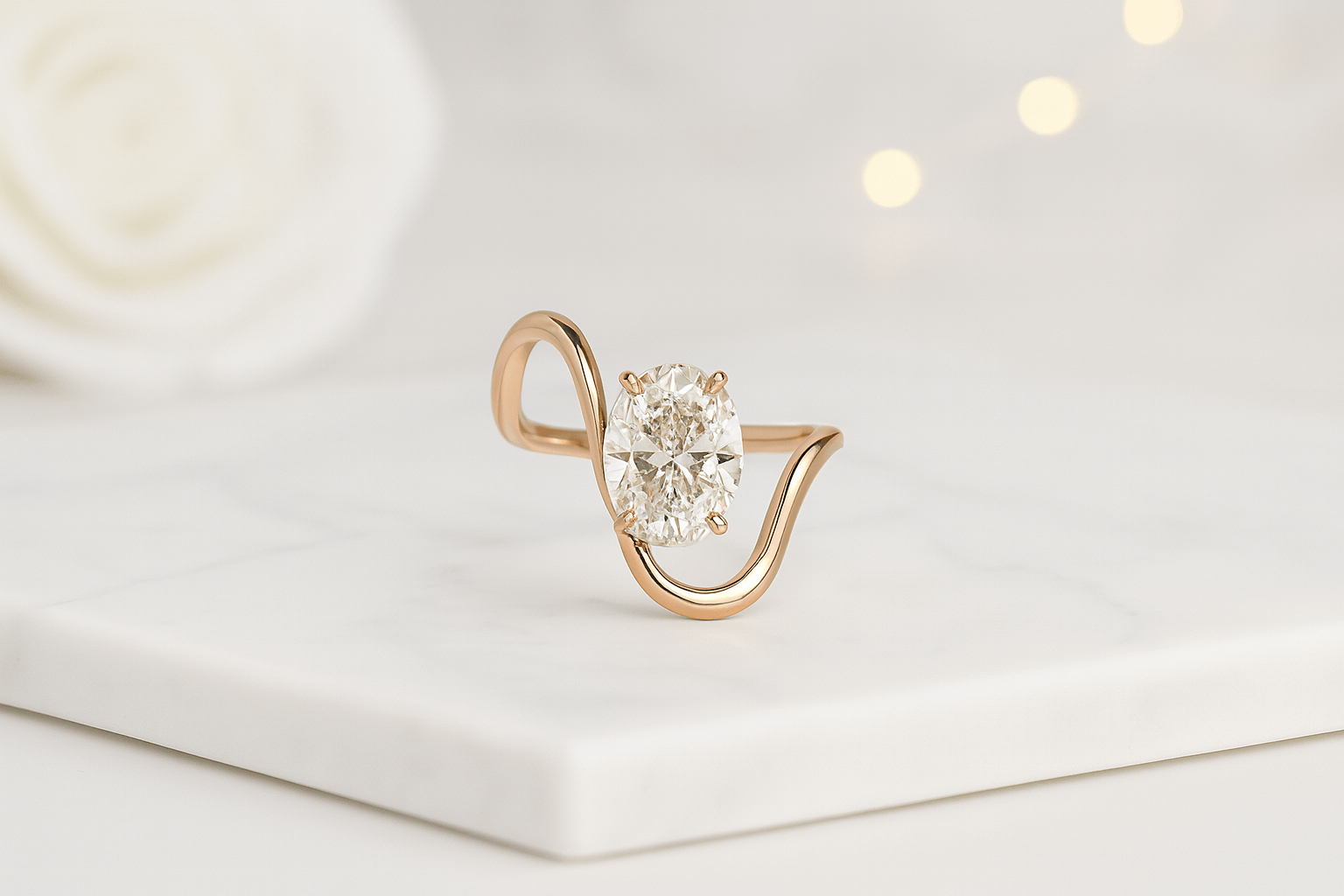 Wavy Solitaire Engagement Ring