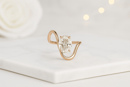 Wavy Solitaire Engagement Ring