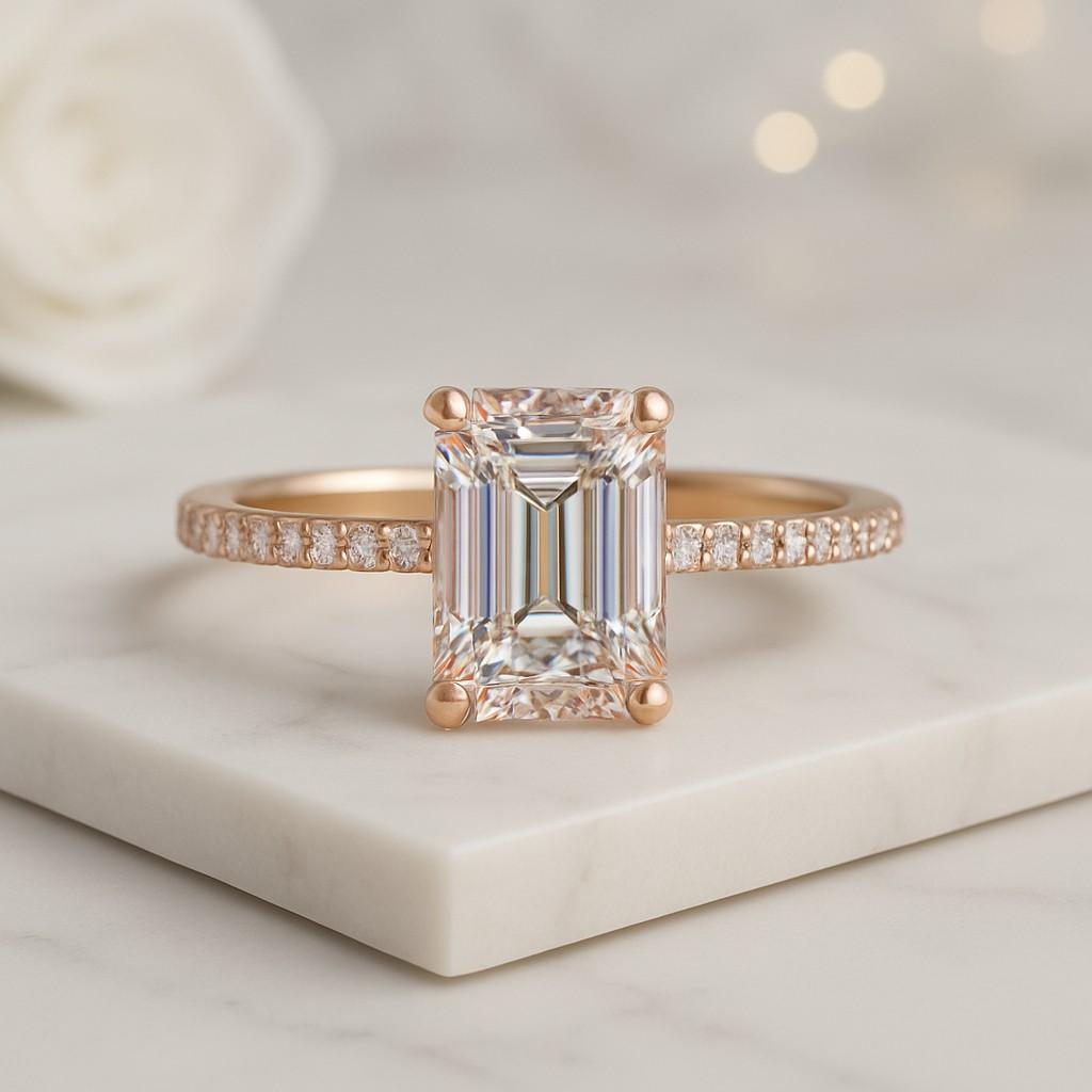 Wedding Band Genuine Lab Grown Diamond Wedding Set for Her Solitaire Engagement Ring