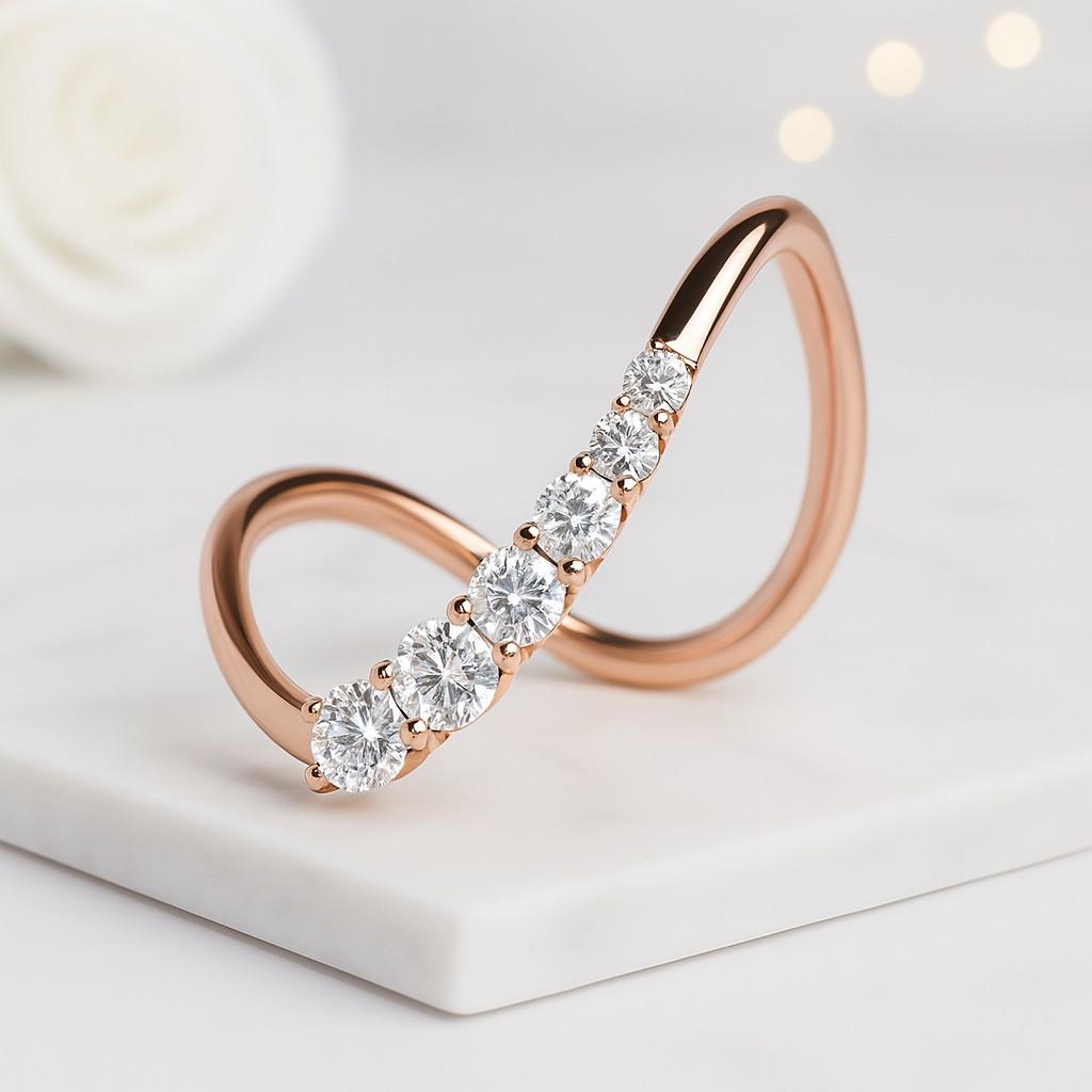 Wedding Band Rose Gold Ring Wedding Ring Delicate Diamond Ring Floral Ring