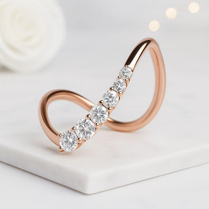 Wedding Band Rose Gold Ring Wedding Ring Delicate Diamond Ring Floral Ring