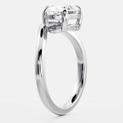White Gold East-West Oval Diamond Curved Wedding Ring For Her