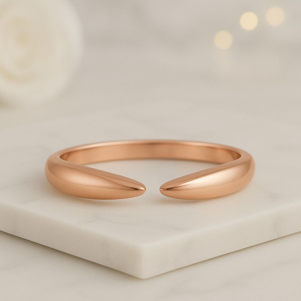 yellow gold open gap ring thin knuckle band  minimalist stacking ring