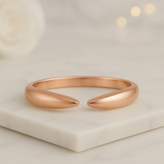 Yellow Gold Open Gap Ring Thin Knuckle Band  Minimalist Stacking Ring