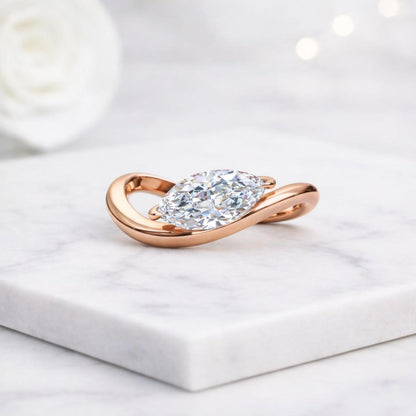 accessory wedding jewelry timeless ring polished band smooth finish handcrafted ring luxury engagement crystal center marquise cut ring