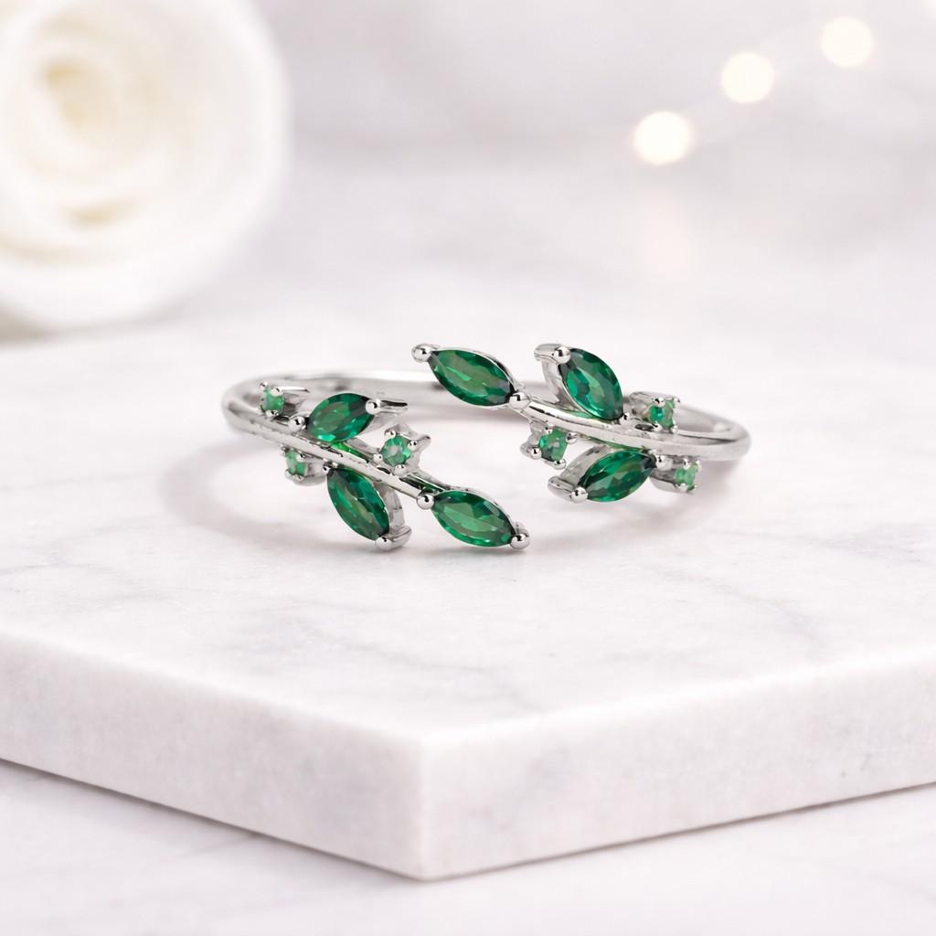 adjustable band marquise stone ring twig band leaf band gold band elegant jewelry dainty jewelry fine ring
