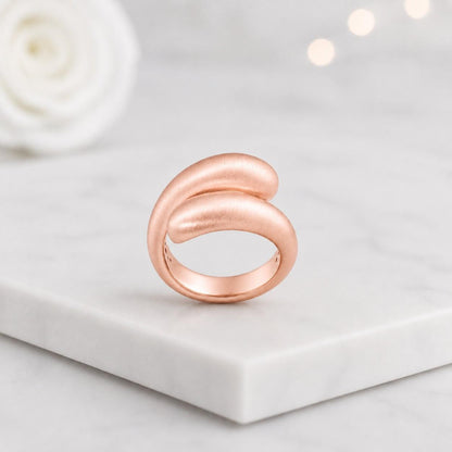 adjustable gold ring overlap ring split ring open cuff ring double dome ring chunky gold ring matte gold ring satin gold ring bold jewelry