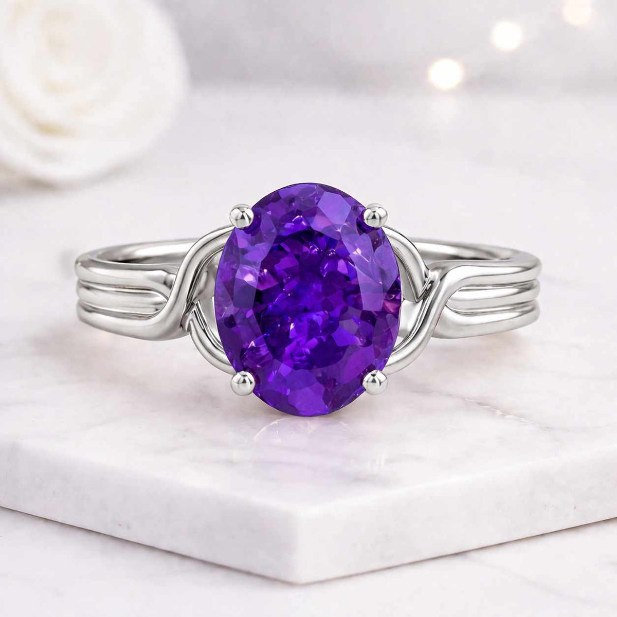 amethyst ring natural amethyst ring purple gemstone jewelry violet stone ring gemstone crystal ring faceted amethyst ring genuine gemstone ring