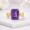 Emerald Cut Amethyst Birthstone Ring in 14K Yellow Gold