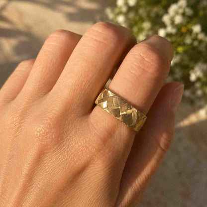 anniversary band promise band handmade gold ring artisan ring luxury wedding band fine jewelry everyday ring modern wedding ring classic gold band unique wedding ring