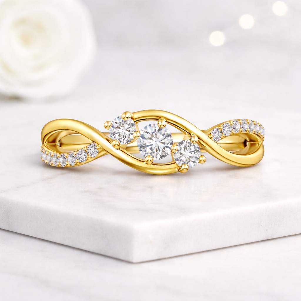 anniversary ring yellow ring center stone ring side stone ring pave ring infinity band twist band curved band crossover band wave band knot band swirl band ladies ring chic ring shiny ring