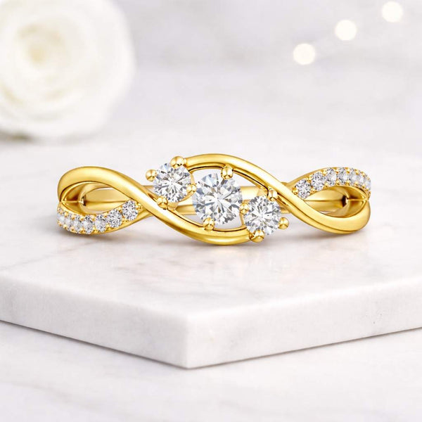 anniversary ring yellow ring center stone ring side stone ring pave ring infinity band twist band curved band crossover band wave band knot band swirl band ladies ring chic ring shiny ring