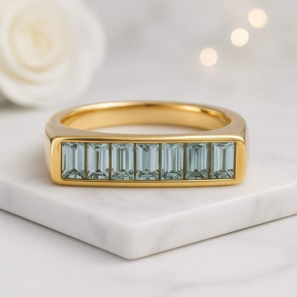 aquamarine ring blue gemstone ring pale blue ring baguette gemstone ring birthstone ring march birthstone ring sapphire look ring crystal ring gemstone jewelry colored stone ring icy blue ring ocean blue ring pastel gemstone ring