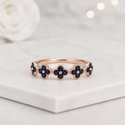 artisan ring floral gift ring elegant jewelry ring for women slim ring open band floral stack ring simple jewelry blue floral jewelry luxury ring