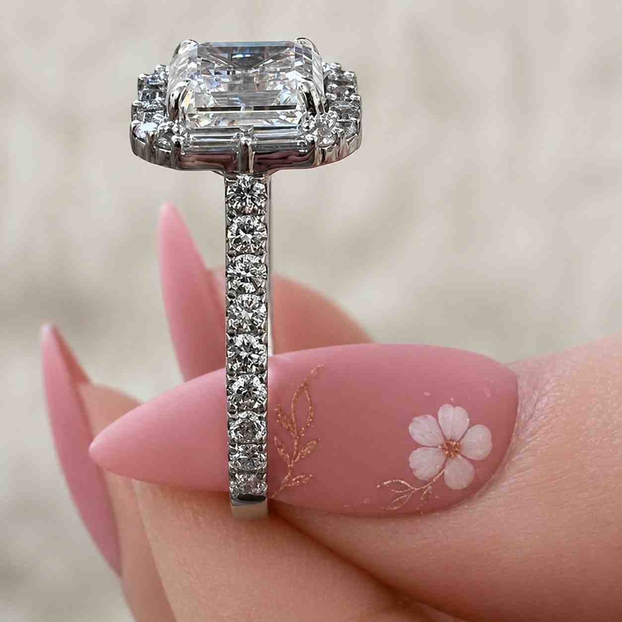 asscher cut emerald cut ring square cut ring step cut ring geometric cut ring elongated square ring vintage cut ring