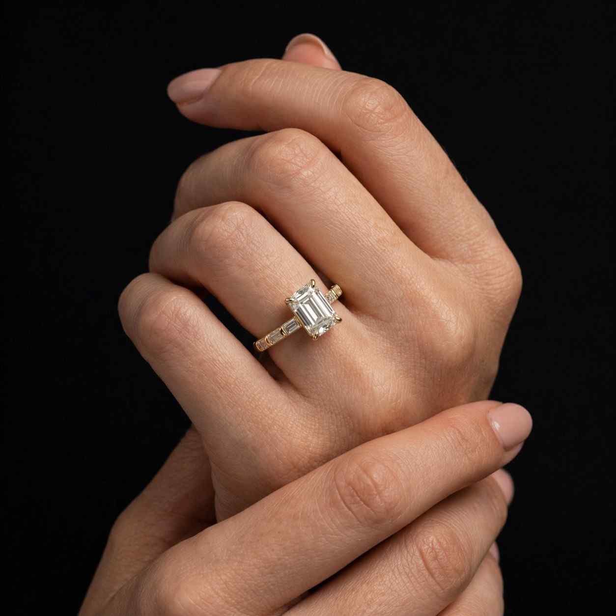 baguette band rectangular stone clear gemstone classic ring elegant ring handmade ring custom ring
