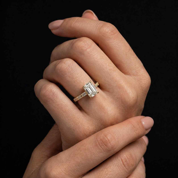 baguette band rectangular stone clear gemstone classic ring elegant ring handmade ring custom ring