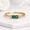 14K Gold Baguette Cut Emerald Gemstone Ring