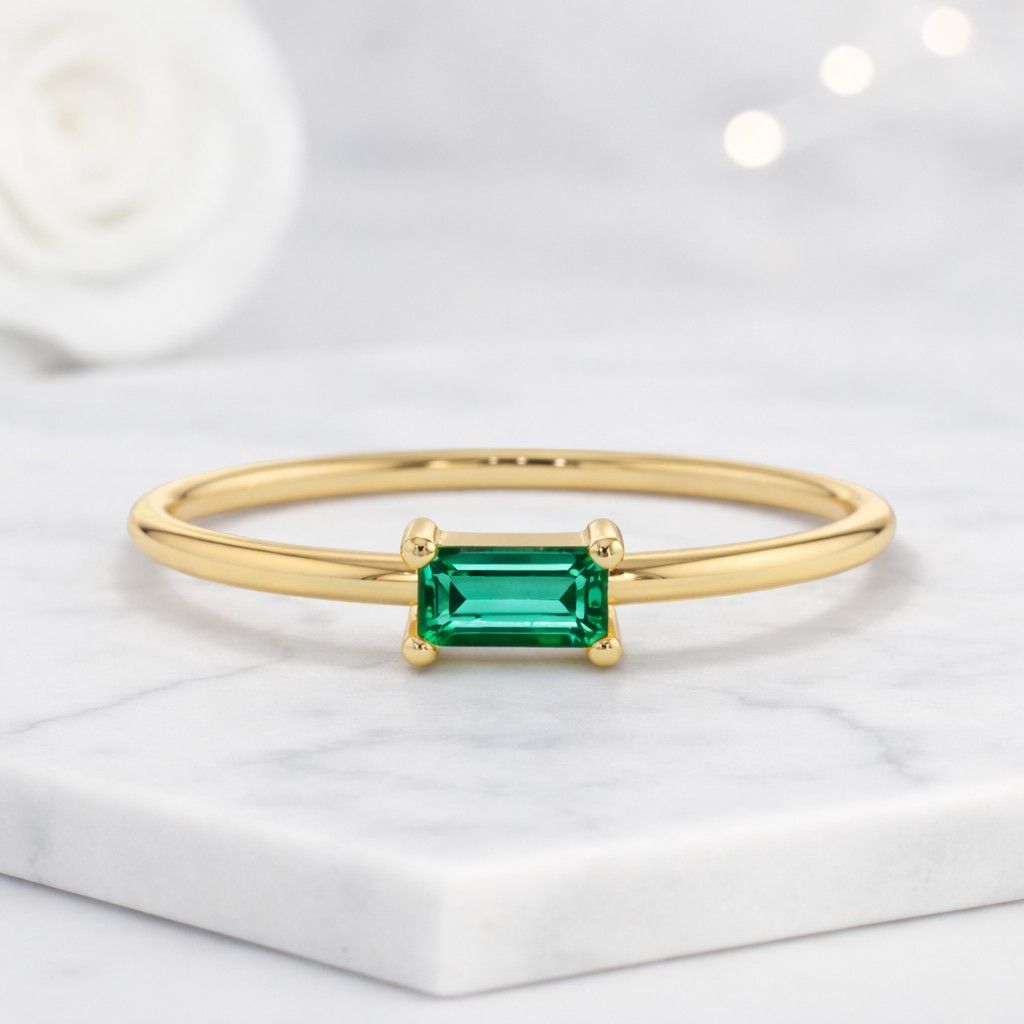 baguette ring emerald cut ring prong ring handmade ring fine jewelry everyday ring simple ring elegant ring fashion ring gift ring bridal ring modern ring slim ring tiny ring