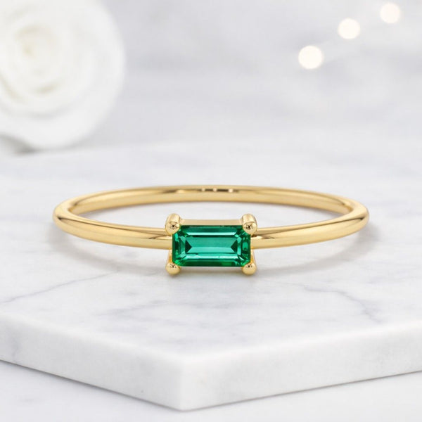 baguette ring emerald cut ring prong ring handmade ring fine jewelry everyday ring simple ring elegant ring fashion ring gift ring bridal ring modern ring slim ring tiny ring