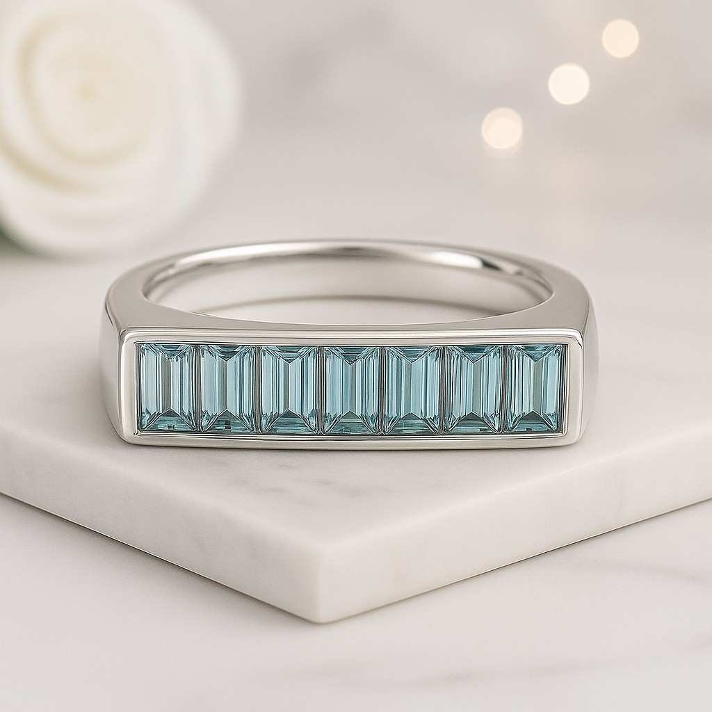 baguette stone ring emerald cut ring straight band ring flush set ring channel set ring bezel set band ring gemstone band wedding ring anniversary band stack ring layering ring