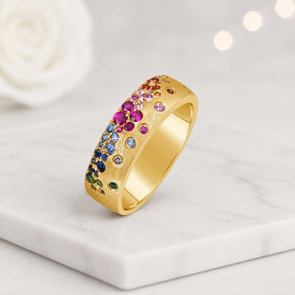band fashion ring luxury ring fine jewelry gift ring unique band rainbow crystal ring bright gemstone ring sleek band smooth ring bold band