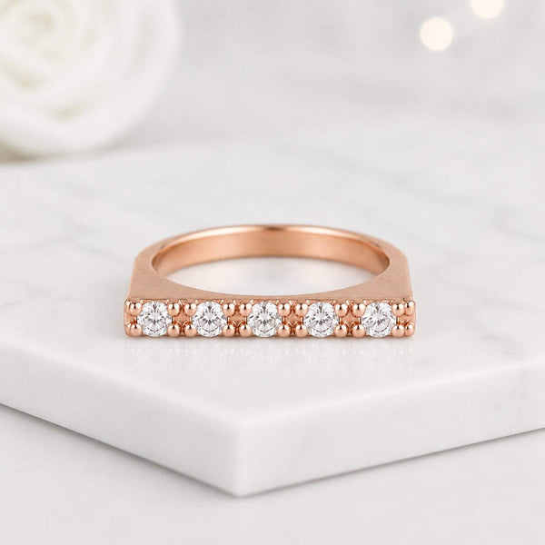 bar ring square ring geometric ring lab grown ring stackable ring wedding band