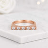14K Rose Gold Round Cut Lab Grown Diamond Bar Set Wedding Band