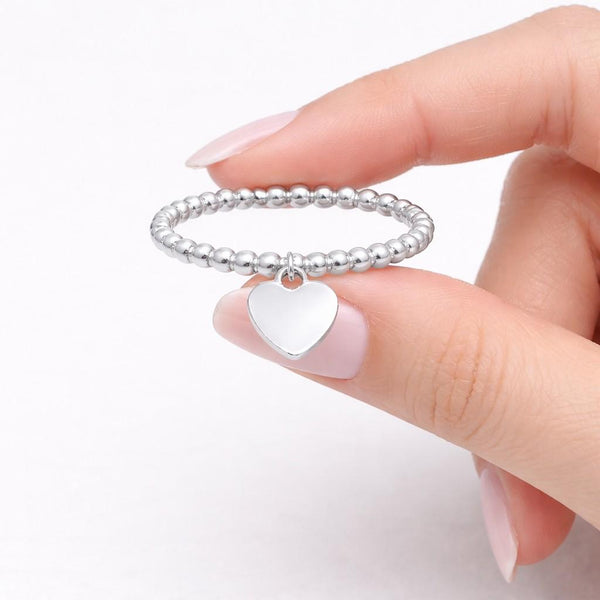 bead band ring fashion ring everyday ring simple ring tiny heart ring polished ring trendy ring gift ring sweet ring handmade ring elegant ring modern ring