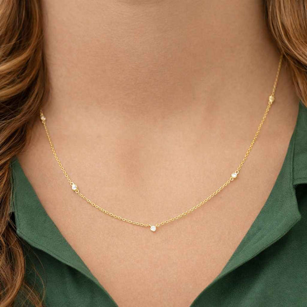 bezel necklace gold necklace station necklace diamond station necklace dainty necklace minimalist necklace layered necklace everyday necklace women necklace fine jewelry delicate chain bezel set necklace