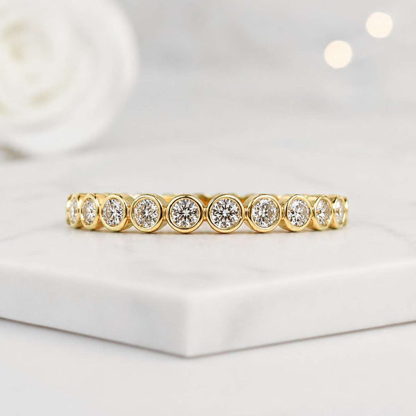 bezel ring eternity ring wedding band diamond band stackable ring gold ring thin ring slim band round bezel full eternity circle band