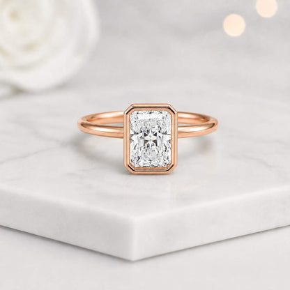 bezel ring rectangle ring radiant ring solitaire ring thin band ring rose gold ring geometric ring modern ring dainty ring fine jewelry women ring statement ring elegant ring clean lines ring