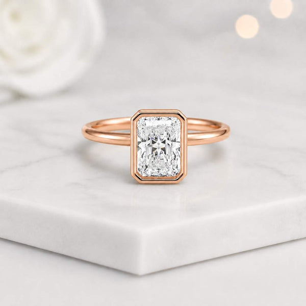 bezel ring rectangle ring radiant ring solitaire ring thin band ring rose gold ring geometric ring modern ring dainty ring fine jewelry women ring statement ring elegant ring clean lines ring