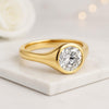 Round Cut Lab Grown Diamond Bezel Solitaire Engagement Ring