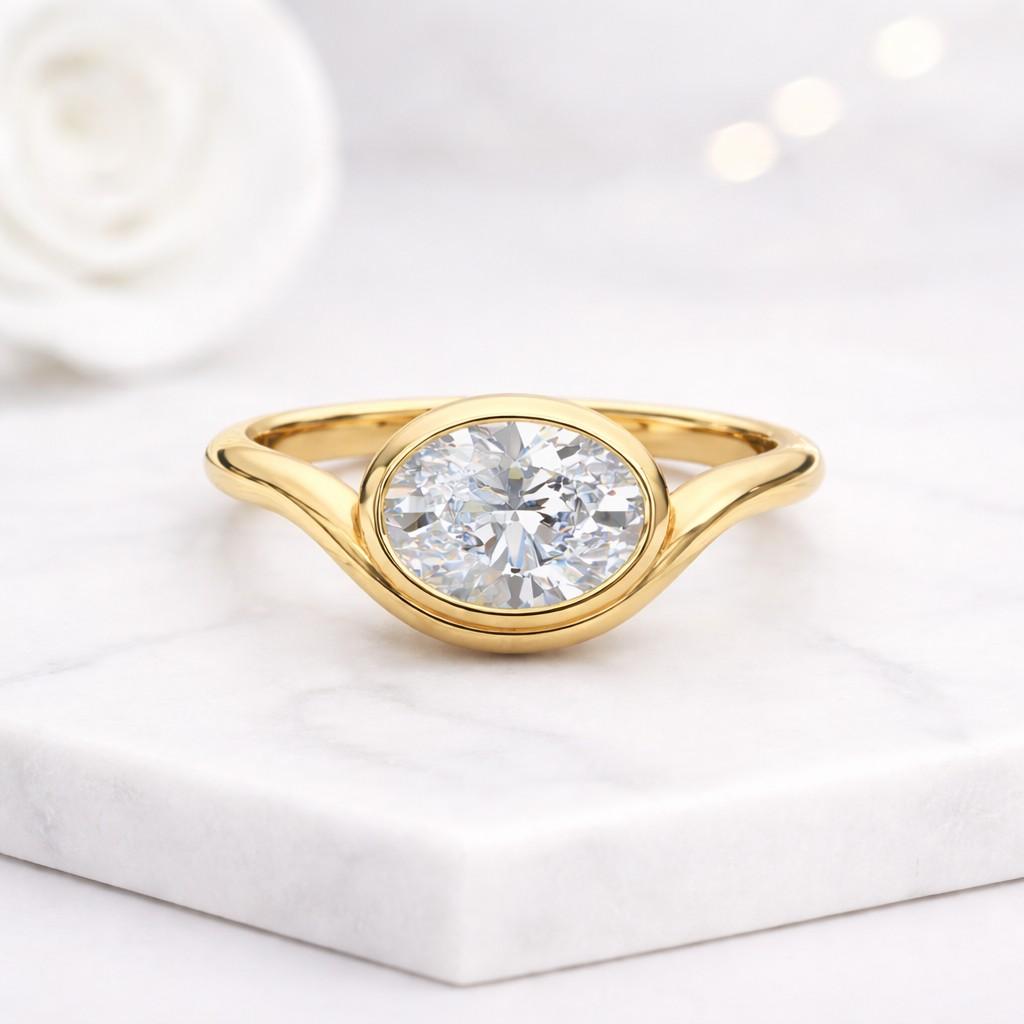 bezel ring solitaire ring gold ring oval ring statement ring women ring promise ring fine jewelry luxury ring elegant ring polished ring