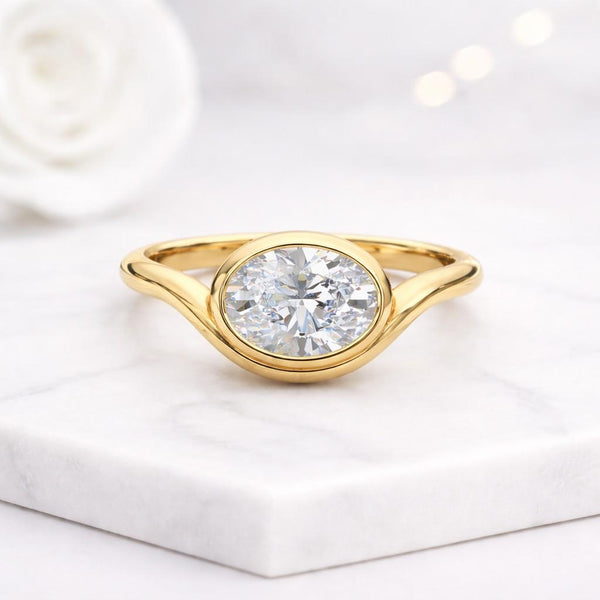bezel ring solitaire ring gold ring oval ring statement ring women ring promise ring fine jewelry luxury ring elegant ring polished ring