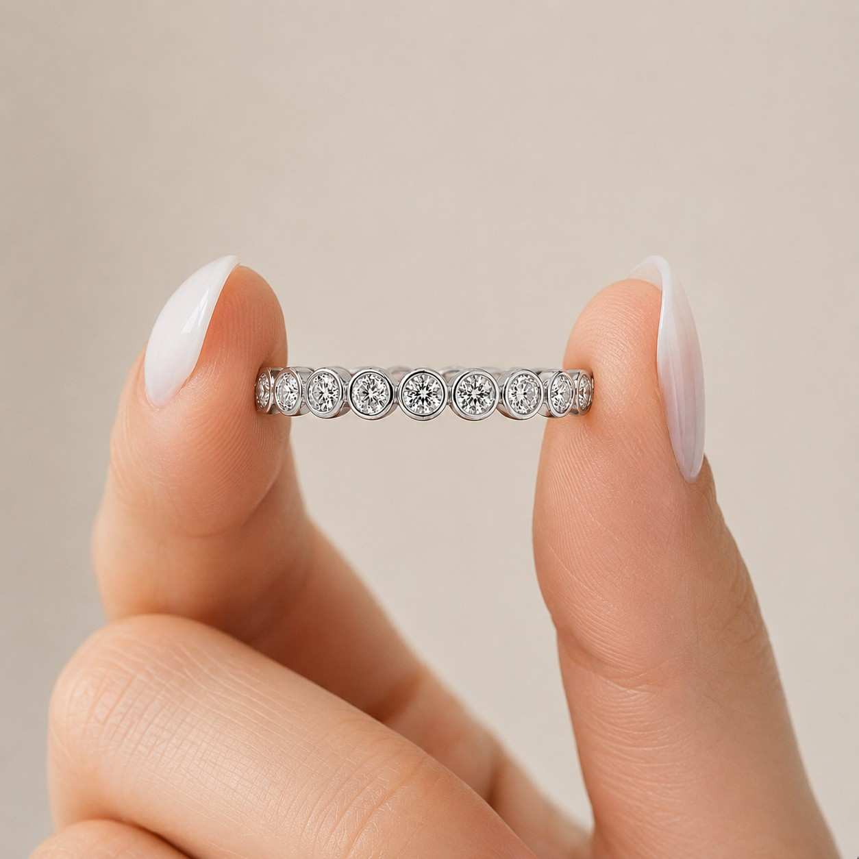 bezel set ring round stone ring eternity band diamond eternity stacking band slim wedding ring gold wedding band delicate ring