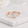 Cushion Cut Lab Grown Diamond Bezel Solitaire Engagement Ring