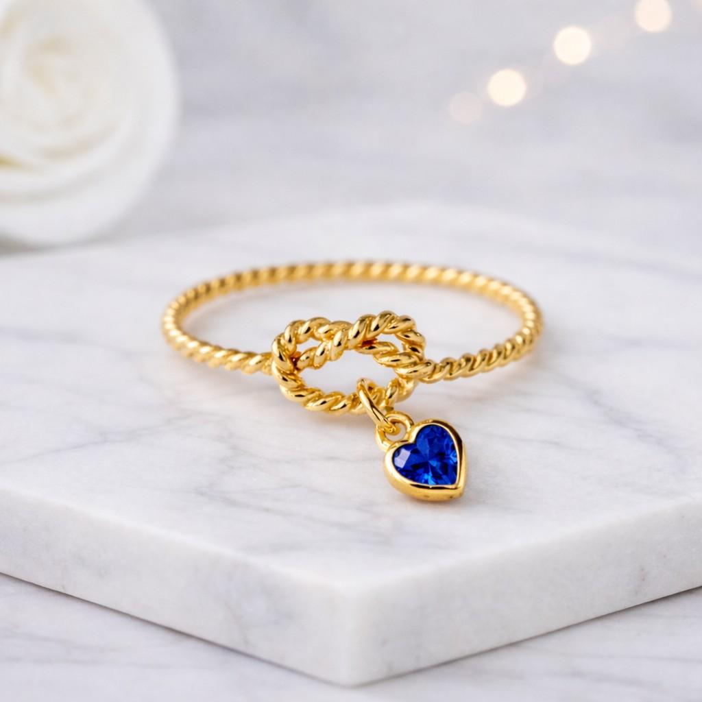 birthstone ring gemstone charm ring heart gemstone ring gold band ring twisted gold ring rope ring design dangling heart ring custom birthstone ring personalized ring stacking ring slim ring petite ring