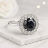 Rose Cut Round Black Lab Grown Diamond Halo Engagement Ring